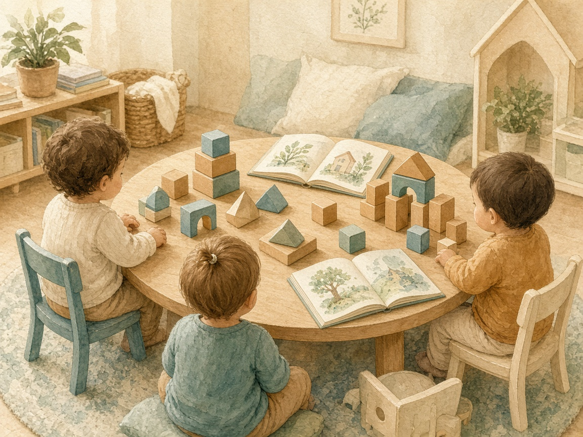 Circle-time rug and low table